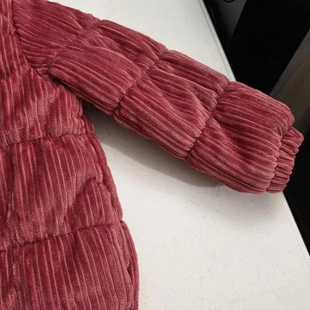 Toddler Girls Oshkosh Soft Pink Ribbed Heavyweight Puffer Jacket Size 4 Small